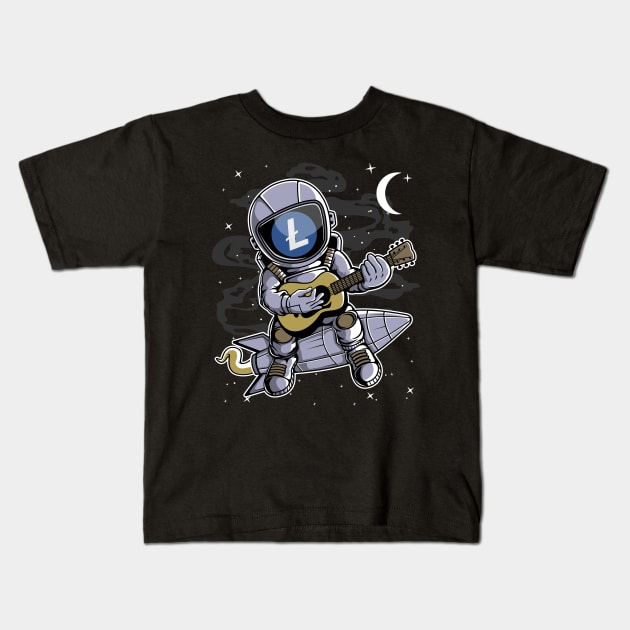 Astronaut Guitar Litecoin LTC Coin To The Moon Crypto Token Cryptocurrency Blockchain Wallet Birthday Gift For Men Women Kids Kids T-Shirt by Thingking About